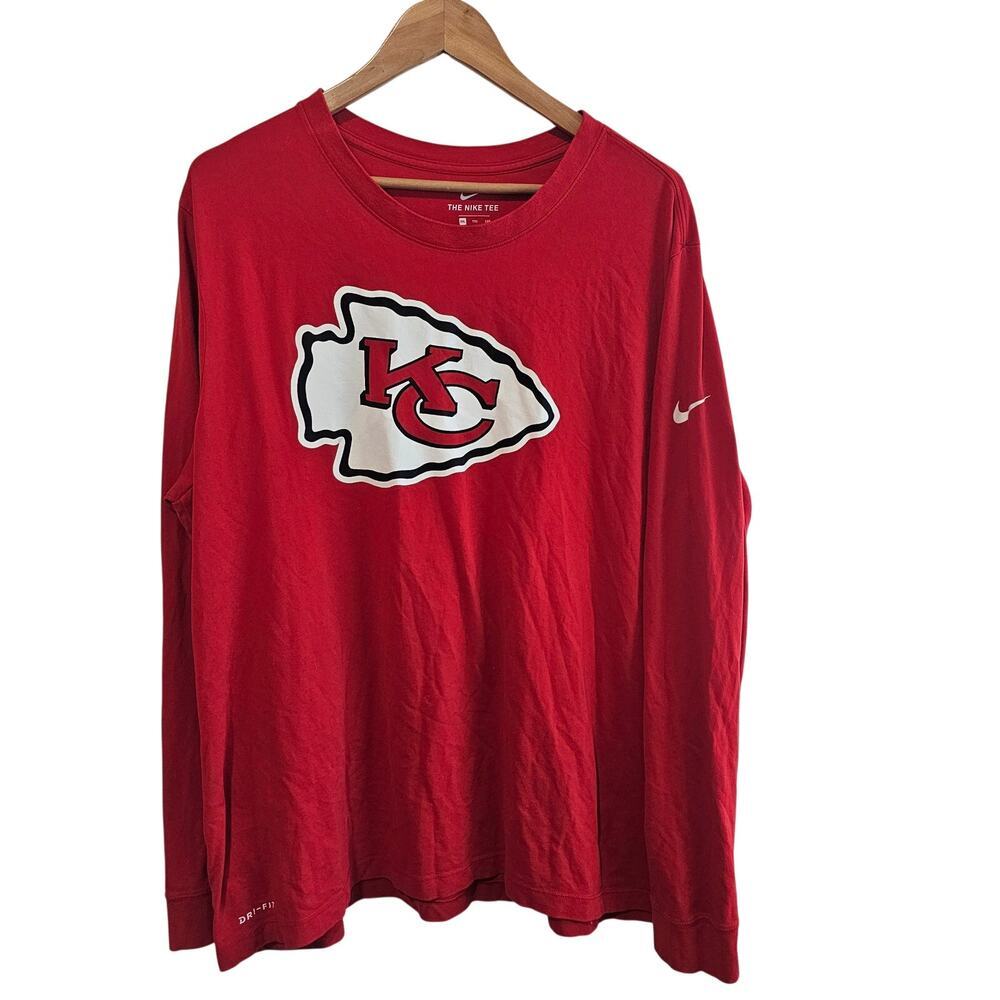 Nike Tee Kanas City Cheifs Long Sleeve T-shirt Mens XXL Red NFL Football KC